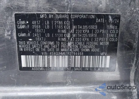 2024 Subaru Crosstrek Limited из США, поврежденный, VIN 4S4GUHM67R3794468